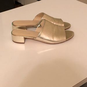 Nine West Gold Metallic Slides